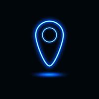 location mark neon blue icon suitable for website and UI material, mobile application social media. vector illustration