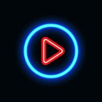 Video play neon icon for website and UI material. vector illustration
