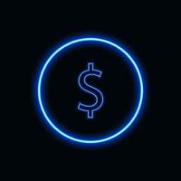 dollar currency neon blue icon or symbol suitable for website and UI material, mobile application social media. vector illustration