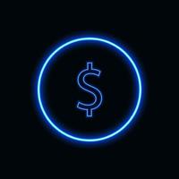 dollar currency neon blue icon or symbol suitable for website and UI material, mobile application social media. vector illustration