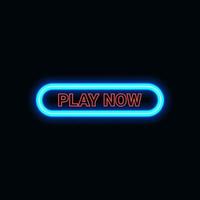 Play now button neon icon for website and UI material. vector illustration