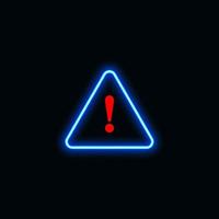 Exclamation mark icon neon blue for website, mobile application and template UI material. vector illustration