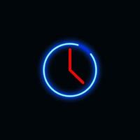 clock neon icon for website, mobile application and template UI material. vector illustration