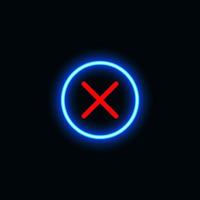 neon X icon for website, mobile application and template UI material. vector illustration