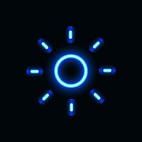 Brightness button neon icon for website, mobile application and template UI material. vector illustration