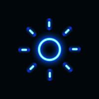 Brightness button neon icon for website, mobile application and template UI material. vector illustration