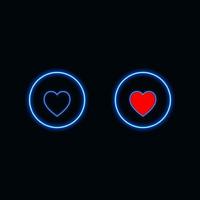 love icon with neon blue for website, mobile application and template UI material. vector illustration