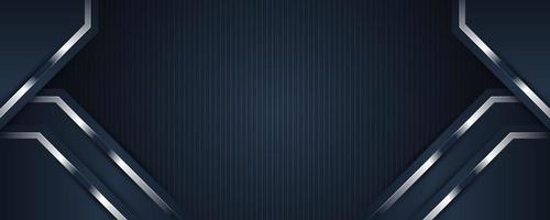 Luxury dark blue overlap dimension banner background on metal pattern. Colorful silver texture with shiny realistic elements. Vector illustration.