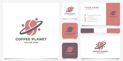 Coffee Bean Planet Logo with Business Card Template vector