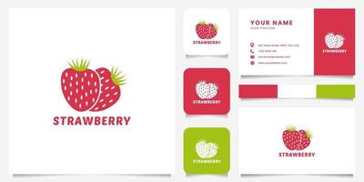 logotipo de fresa colorido con plantilla de tarjeta de visita vector