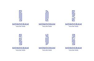 conjunto de logotipo de letra i de arte de línea simple y minimalista vector