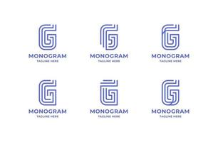 conjunto de logotipo de letra g de arte de línea simple y minimalista vector