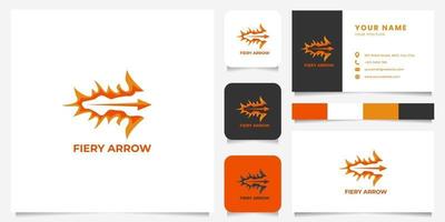 Colorful Fiery Arrow Logo with Business Card Template vector