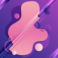 Abstract fluid or liquid pink gradient shape with geometric elements on purple background