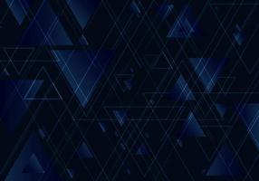 Abstract blue triangles shape and lines on black background for business technology style vector