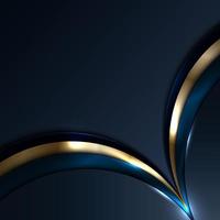 Abstract blue and gold circles overlapping layer with light and shadow on dark blue background vector