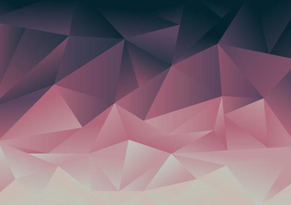 Abstract low polygon pink and blue gradient mosaic background.