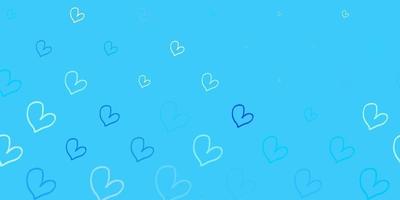 Light BLUE vector texture with lovely hearts.