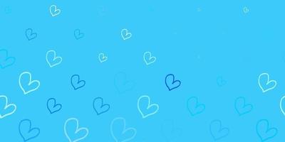 Light BLUE vector texture with lovely hearts.