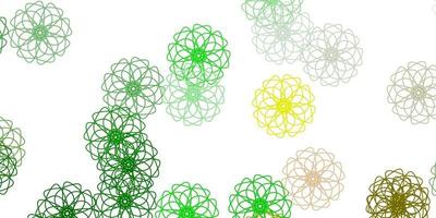 Light green vector doodle template with flowers.