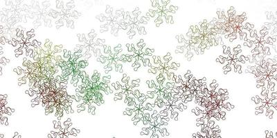 Light green, red vector doodle template with flowers.