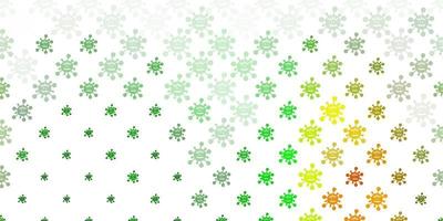 Light Green, Red vector backdrop with virus symbols.