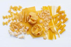 Top view of dried pastas photo