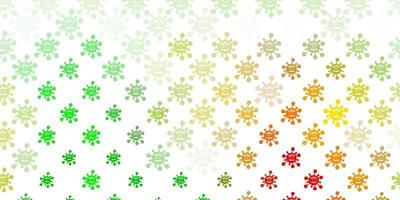 Light Green, Yellow vector pattern with coronavirus elements.