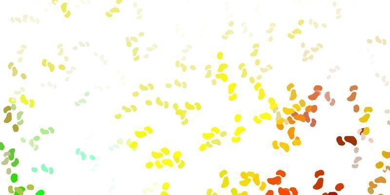 Light green, yellow vector backdrop with chaotic shapes.