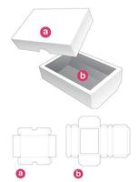 Bottom chamfered box with lid die cut template vector