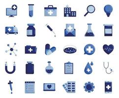 Medical and science flat style icon set vector design