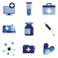 Medical and science flat style icon set vector design