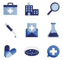 Medical and science flat style icon set vector design