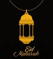 Eid mubarak gold lantern vector design