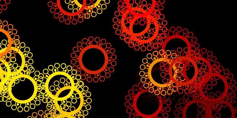 Dark orange vector pattern with coronavirus elements.
