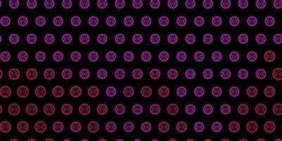 Dark Pink vector background with occult symbols.