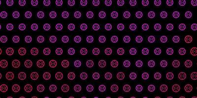 Dark Pink vector background with occult symbols.