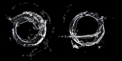 Water splashing on black background photo