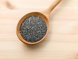 Chia seeds in a wooden spoon for diet photo