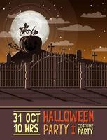 halloween party scene with graveyard vector