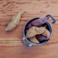 Top view of sweet potatoes photo