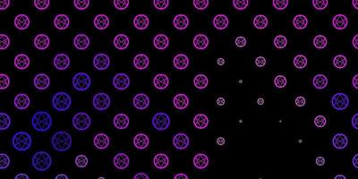 Dark Purple, Pink vector background with occult symbols.