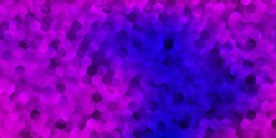 Light purple, pink vector texture with colorful hexagons.