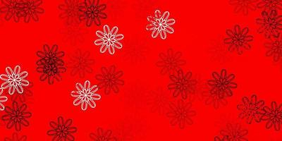 Fondo de doodle de vector rojo claro con flores.