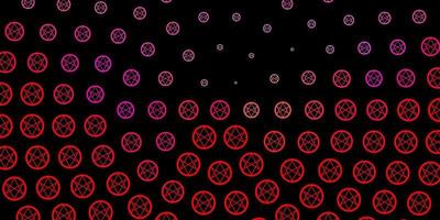 Dark Red vector background with occult symbols.