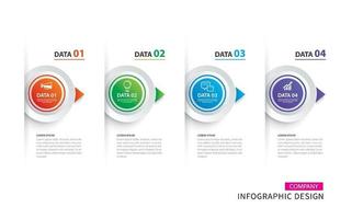 papel de círculo de línea de tiempo de infografía con conjunto de plantillas de 4 datos vector