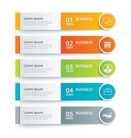 Infographics tab in horizontal paper index with 5 data template set vector