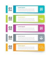 Infographics tab in horizontal paper index with 5 data template set vector