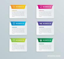 Infographics tab paper index with 6 data template set vector