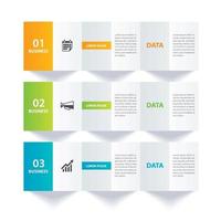 Infographics paper index with 3 data template vector